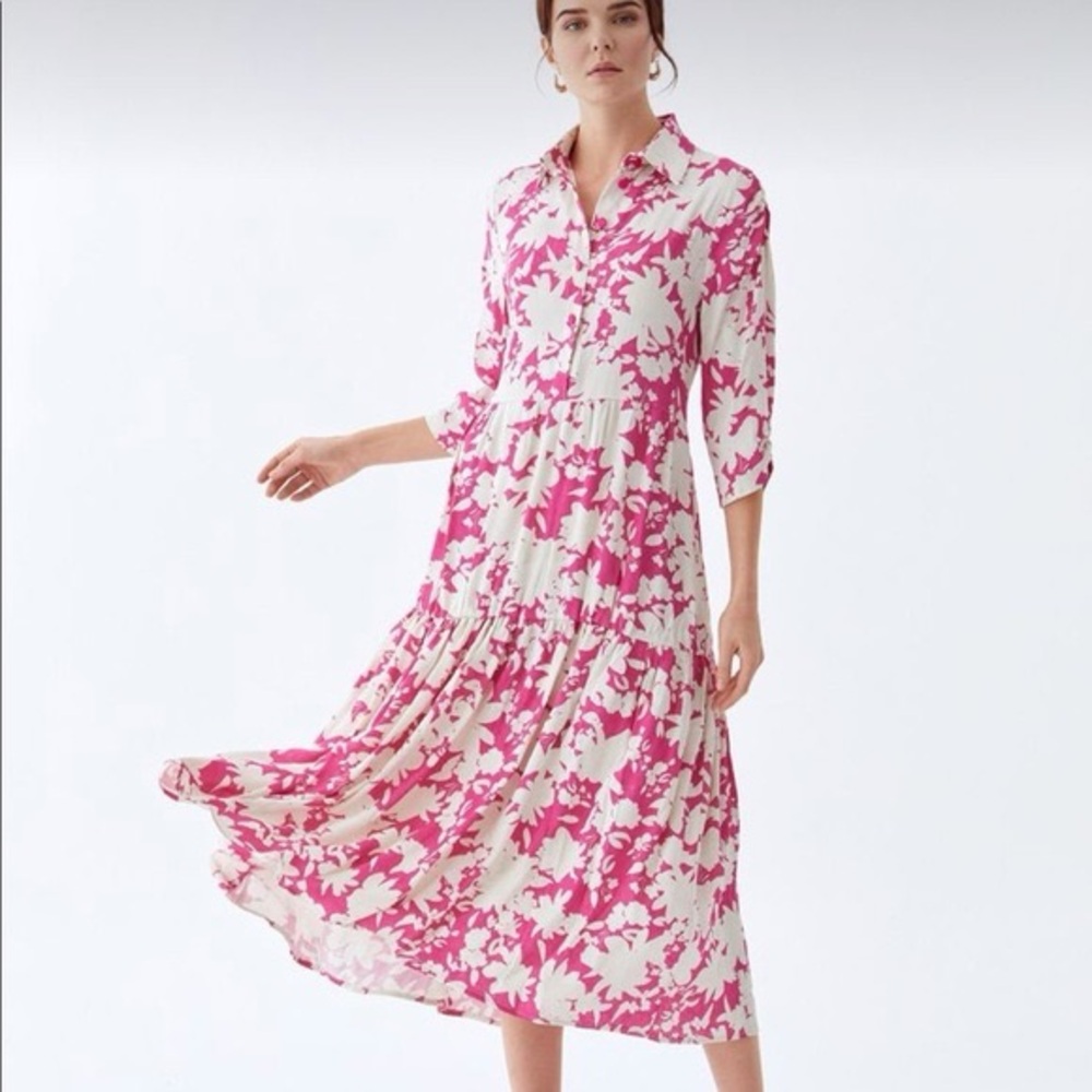Fresha‎ London Pink Floral Melanie Midi Dress Size XS